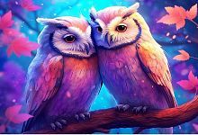 Алмазная мозаика Нежные совы, 30х40 см, 30 цв., квадр. стразы