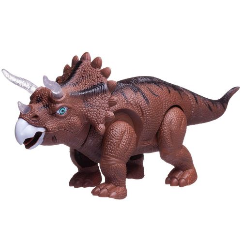 Динозавр Junfa Трицератопс, коричневый, электромеханический, откладывает яйца, свет, звук фото 4