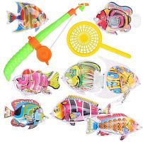 Рыбалка магн.  8 фигурок + удочка + сито, в ассорт., пакет