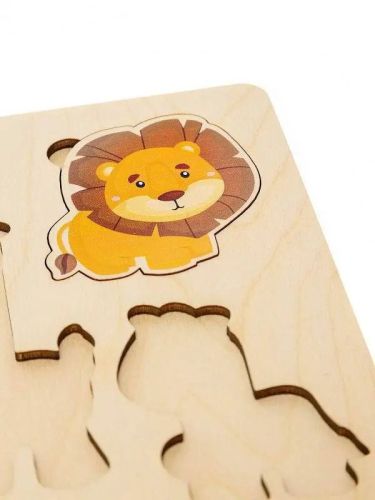Игра развивающая деревянная Дикие животные (21х21см) фото 3