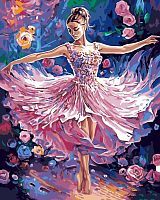 Картина по номерам на картоне Балерина и роза 40х50 см