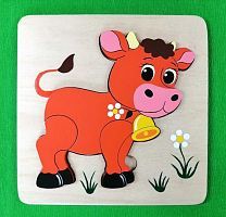 Мозаика-вкладыш Бычок, 4 дет