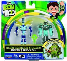 Ben 10 Набор из 2 разборных фигурок и ключа (Жук и Шок Рок)
