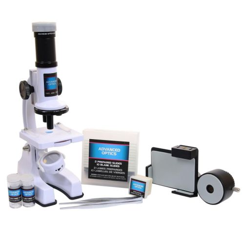 Микроскоп с увеличением 100x450x900 и возможностью просмотра через присоединения смартфона, 41 предмет, белый, пластмасса, металл фото 6