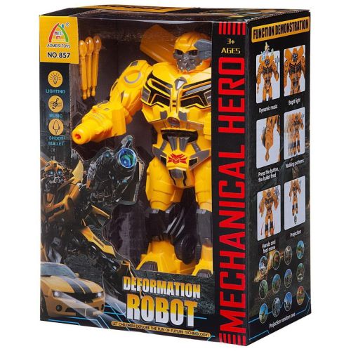 Робот Junfa Deformation Robot, желтый, движение, свет, звук фото 3