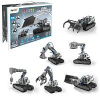 Конструктор Junfa гидравлический Строительные машины: подъемный кран, погрузчик, экскаватор, бульдозер, машину с подъемной люлькой, грейфер, 6в1