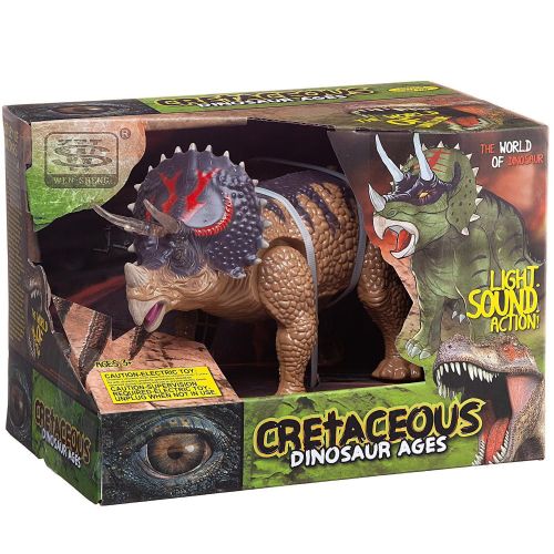 Динозавр Junfa Трицератопс, движение, световые и звуковые эффекты, коричневый фото 4