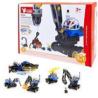 Машинка Собери сам "Строительная техника 5 в 1", в наборе 38 деталей + 5 карт