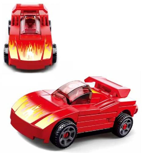 Конструктор Sluban Механо Гоночная машина инерционная красная 46 деталей фото 2