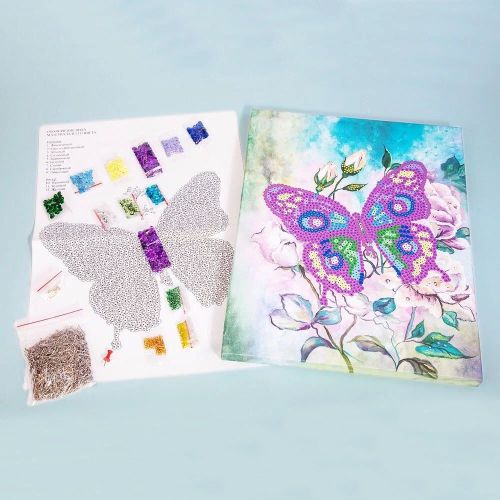 Мозаика из пайеток на холсте Волшебная Мастерская Бабочка МХ-15 фото 2