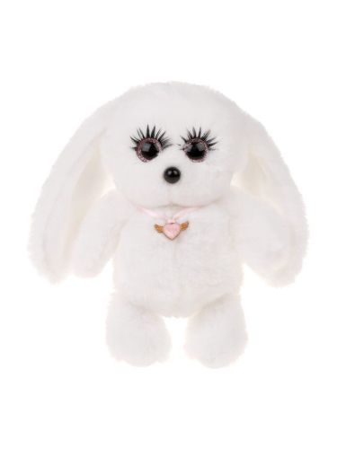 Зайка с ресничками 14см, бел., дисплей