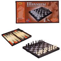 Игра настольная Шахматы, шашки, нарды, набор 3 в1, в коробке, 24,6х12,7х3,5см