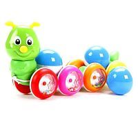 Каталка-игрушка Stellar Гусеница с шариками (01391) зеленый/голубой/белый