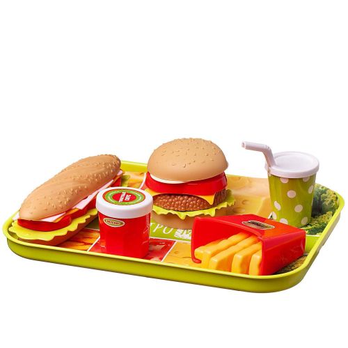 Игровой набор Abtoys Набор продуктов Гастромаркет (бургер, сэндвич, картошка, напиток) на подносе фото 2