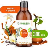 Гель для душа SYNERGETIC Карамельное яблоко и ваниль, натуральный биоразлагаемый 0,38л