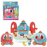 Игровой набор Abtoys В гостях у куклы. Карета- трансформер и куколка, в наборе с аксессуарами, розовый