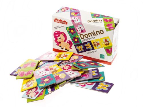 Настольная игра Baby Toys Домино для девчонок 28 карточек