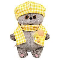 Басик BABY в берете и шарфе в клетку 20 см