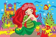 Алмазная мозаика Милая русалка, 17х22 см, 16 цв, полн. заполнение, с подр.