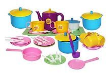 Набор посуды Пластмастер Позови гостей 21057 розовый/голубой/желтый