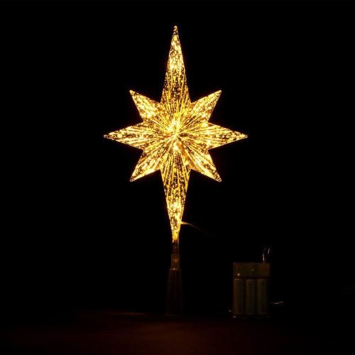 Верхушка на елку VEGAS Звезда 8конечная, золотая, 10 LED теплый 20*5,5*39 см, с таймером фото 3