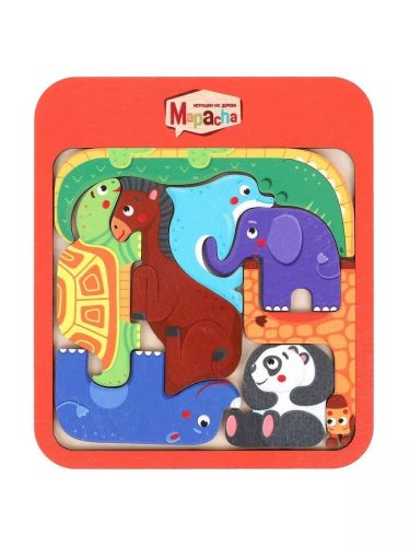 Детская деревянная головоломка Mapacha Веселый зоопарк 8 деталей 962508