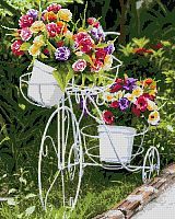 Алмазная мозаика 40х50 см Велосипед с цветами (полное заполнение)