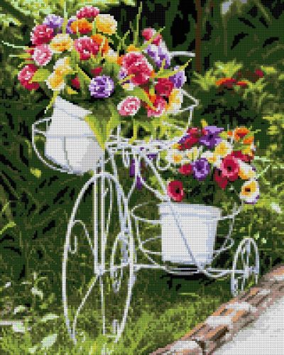 Алмазная мозаика 40х50 см Велосипед с цветами (полное заполнение)