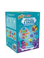 Набор для рисования в ванной с фиолетовой мыльной краской и штампами МИКС