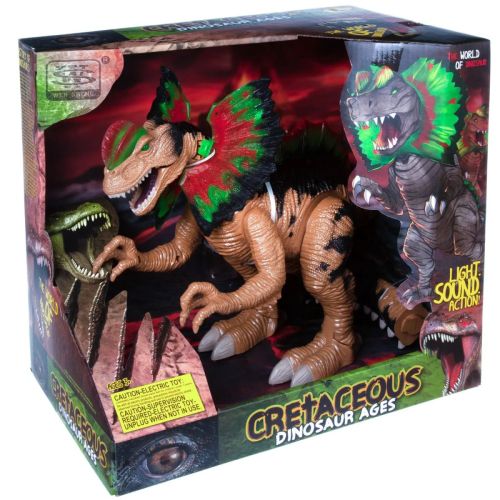 динозавр дилофозавр коричневый (движение вперед, свет, звук) фото 3 Динозавр Дилофозавр коричневый (движение вперед, свет, звук) фото 3