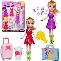 Кукла Junfa 23 см с 2 платьями (красным и фиолетовым) в сапожках с игровыми предметами