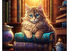 Алмазная мозаика Мудрый кот, 40х50 см, 30 цв., частич. заполнение, с подр.