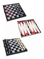 Шахматы, шашки, нарды магниитные 3 в 1 поле  29 х 29 см X210826-25