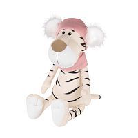 Мягкая Игрушка Maxitoys Luxury Белая Тигрица в Шарфе и Шапке с Помпонами 24 см