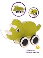 Каталка на шнурке "Дино": колеса пищат, 14*21 см.