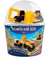 Кинетический Космический песок 2 кг в наборе с машинкой 2 шт. бульдозер и экскаватор, песочный