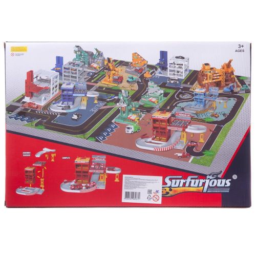 Парковка-трек Junfa Пожарная станция с лифтом и машинкой фото 3