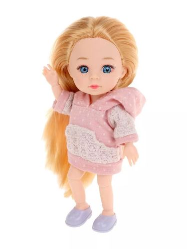 Кукла 15 см с длинными волосами в вязанном худи 91033-4