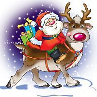 Алмазная мозаика Дед Мороз и олень 20х20 см, 22 цв, полн. заполнение, с подр.