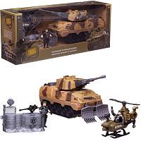 Игровой набор Abtoys Боевая сила Военная техника: танк, вертолет, баррикада, 2 фигурки солдат