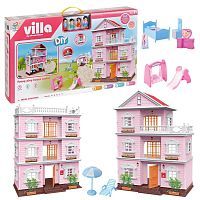 Кукольный домик с фигурками и мебелью Junfa 3-этажный WK-C8890