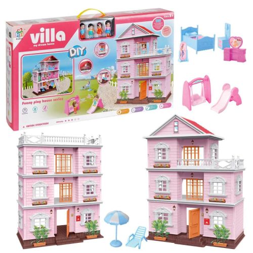 кукольный домик с фигурками и мебелью junfa 3-этажный wk-c8890 Кукольный домик с фигурками и мебелью Junfa 3-этажный WK-C8890