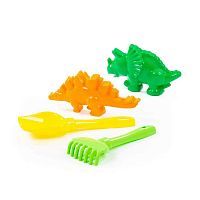 Набор для песочницы ПОЛЕСЬЕ №564 лопатка №5, грабельки №5, формочки (динозавр №1 + динозавр №2)