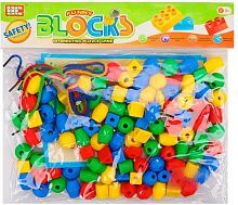 Шнуровка - бусы мелкие (1,5-2,5 см), 104  дет, 4 шнурка