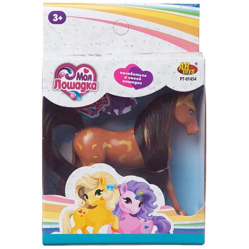 Фигурка Abtoys Лошадка коричневая с бежевыми пятнами фото 3