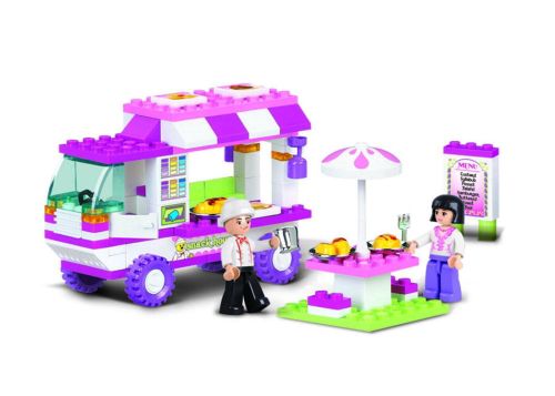 Конструктор Sluban Розовая мечта Передвижное мобильное кафе, 102 детали фото 3