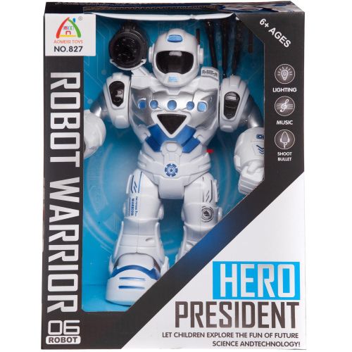 Робот Junfa Герой, электромеханический свет, звук, бело-голубой фото 4