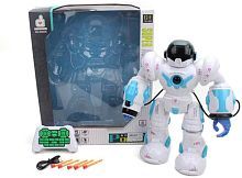 Робот р/у, ИК управление, 27 каналов, свет, звук, стреляет, в комплекте: стрелы с присосками 5шт., аккум.встроен., USB шнур, эл.пит.АА*2шт.не вх.в комплект