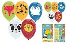 Воздушные шарики ND Play «Хеппи ЗОО» 30 см, 5 шт