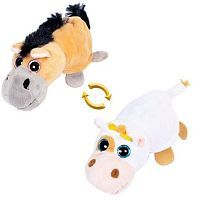 Мягкая игрушка ABtoys Перевертыши. Корова/Лошадка 16 см, игрушка мягкая